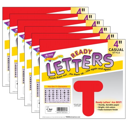 Red 4 Casual Uppercase Ready Letters®, PK6